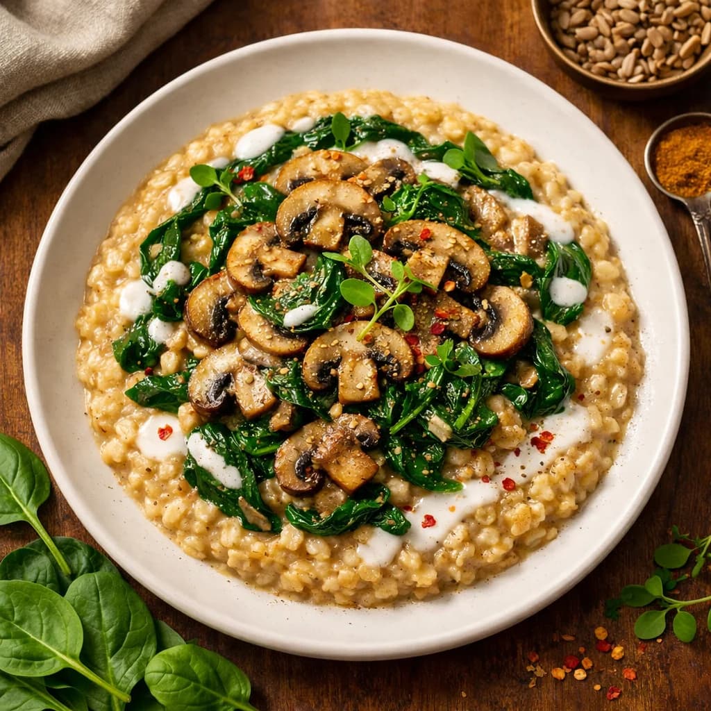 Creamy Mushroom and Spinach Oats recipe