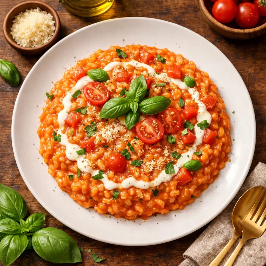 Creamy Tomato and Basil Risotto recipe