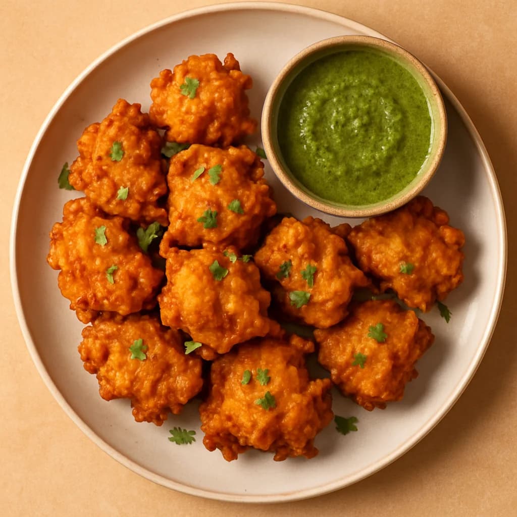 Crispy Fish Pakoras with Mint Dip recipe