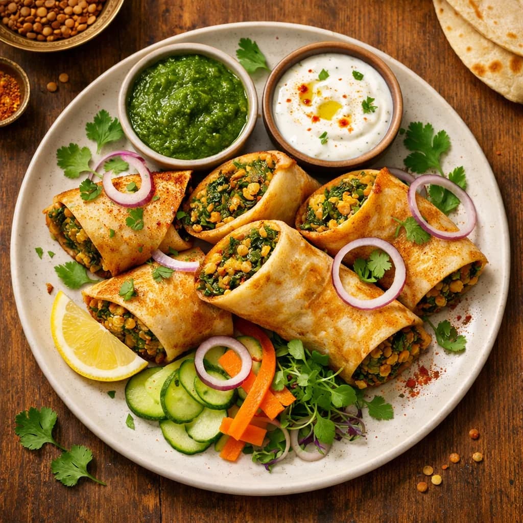 Crispy Lentil and Spinach Wraps recipe