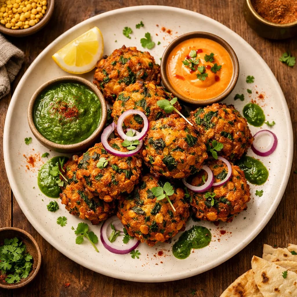 Crispy Lentil Spinach Fritters recipe