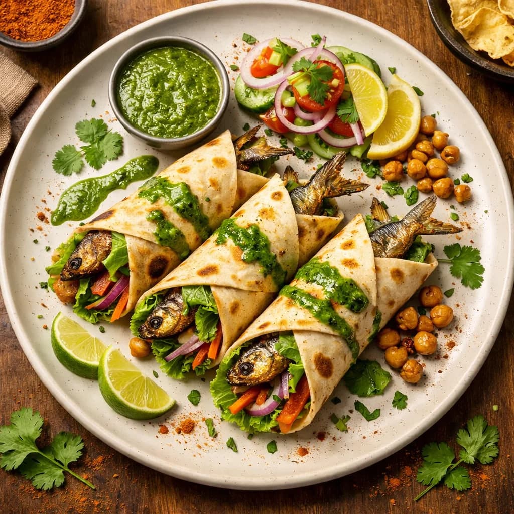 Crispy Masala Sardine Wraps recipe