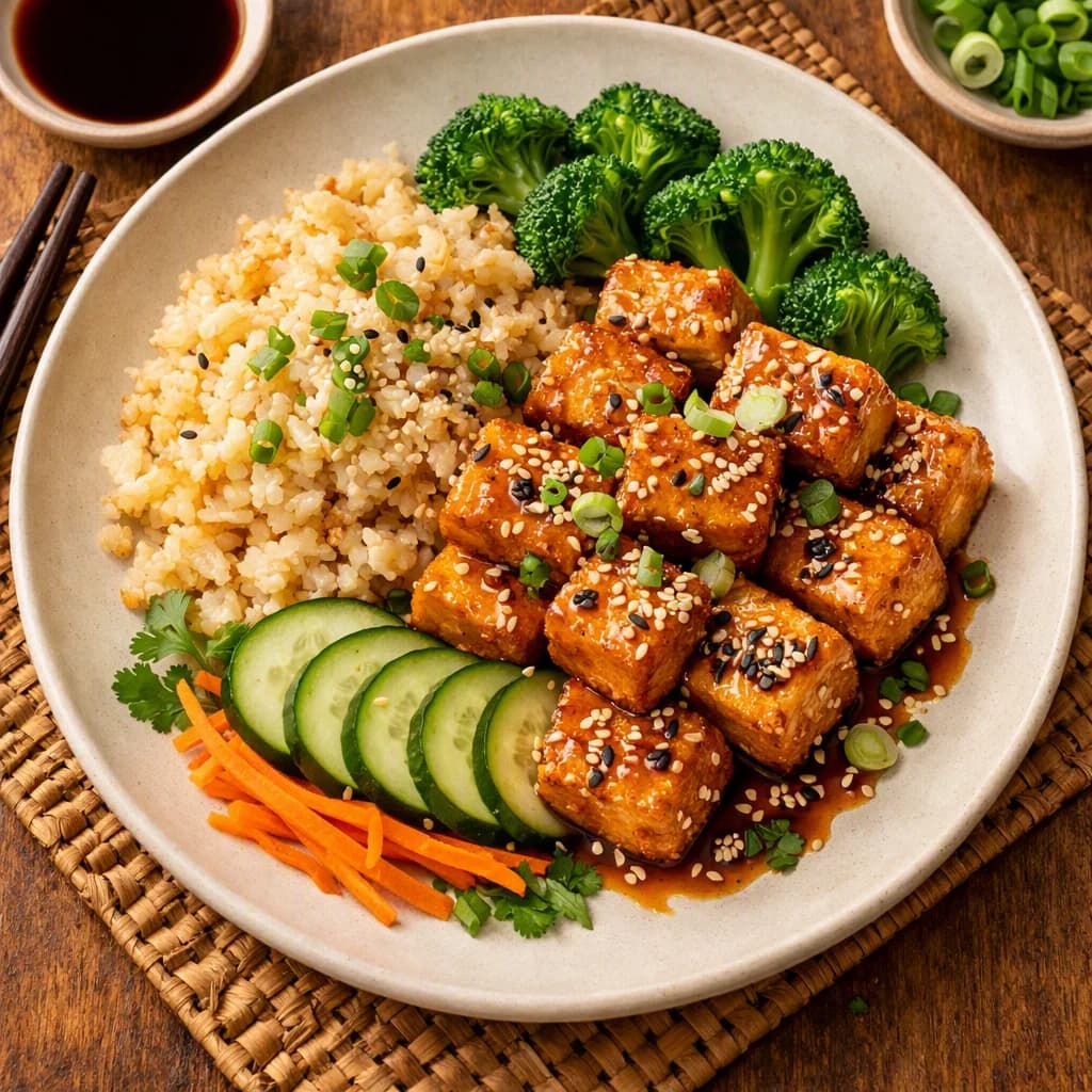 Crispy Sesame Tofu with Ginger Rice recipe