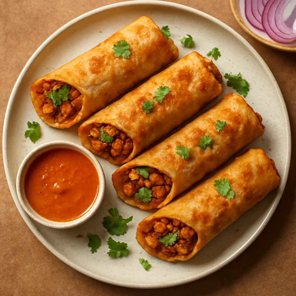 Crispy Soy Chunk Masala Rolls recipe