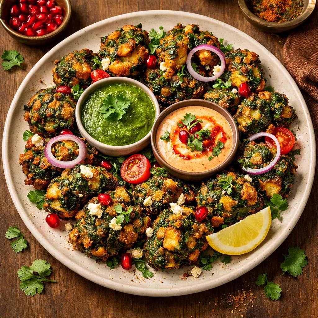 Crispy Spinach and Paneer Fritters recipe