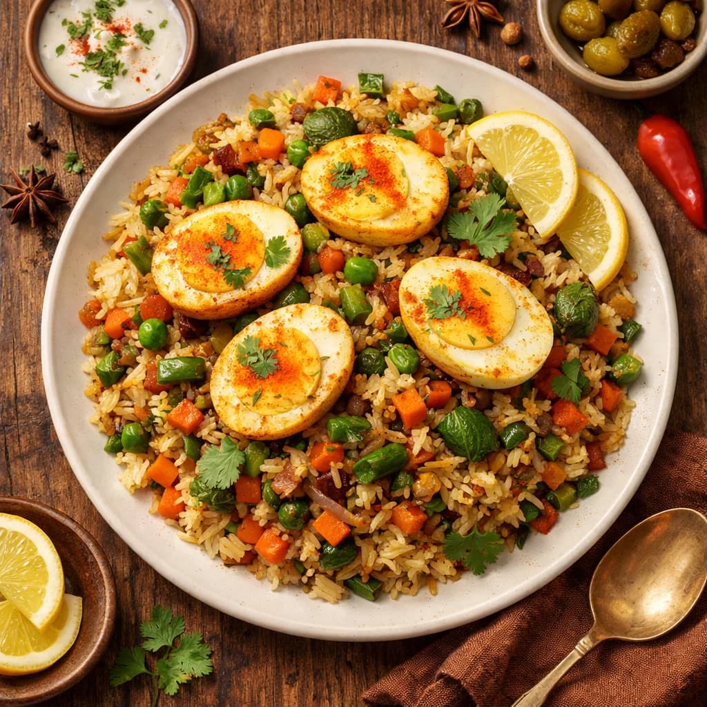 Egg and Vegetable Tawa Biryani recipe