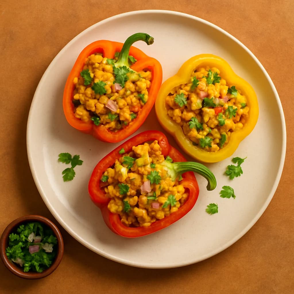 Egg Bhurji Stuffed Bell Peppers recipe