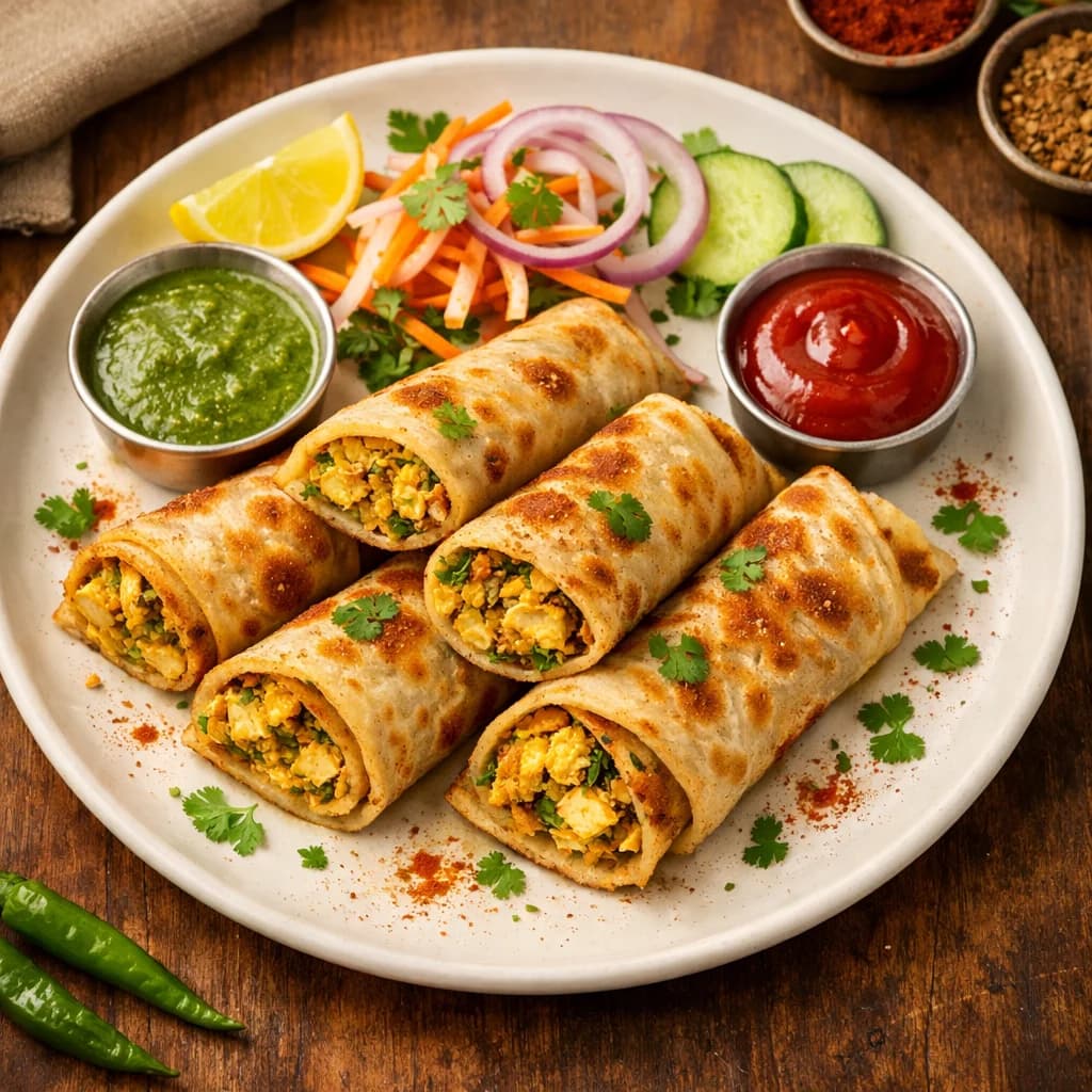 Egg Mughlai Paratha Rolls recipe