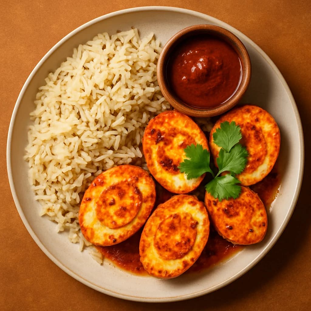 Egg Tikka Bowl with Jeera Rice recipe