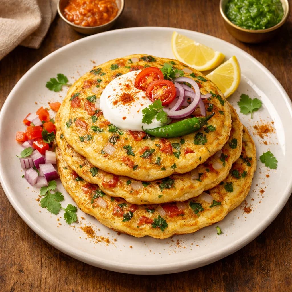 Fluffy Masala Egg Pancakes recipe