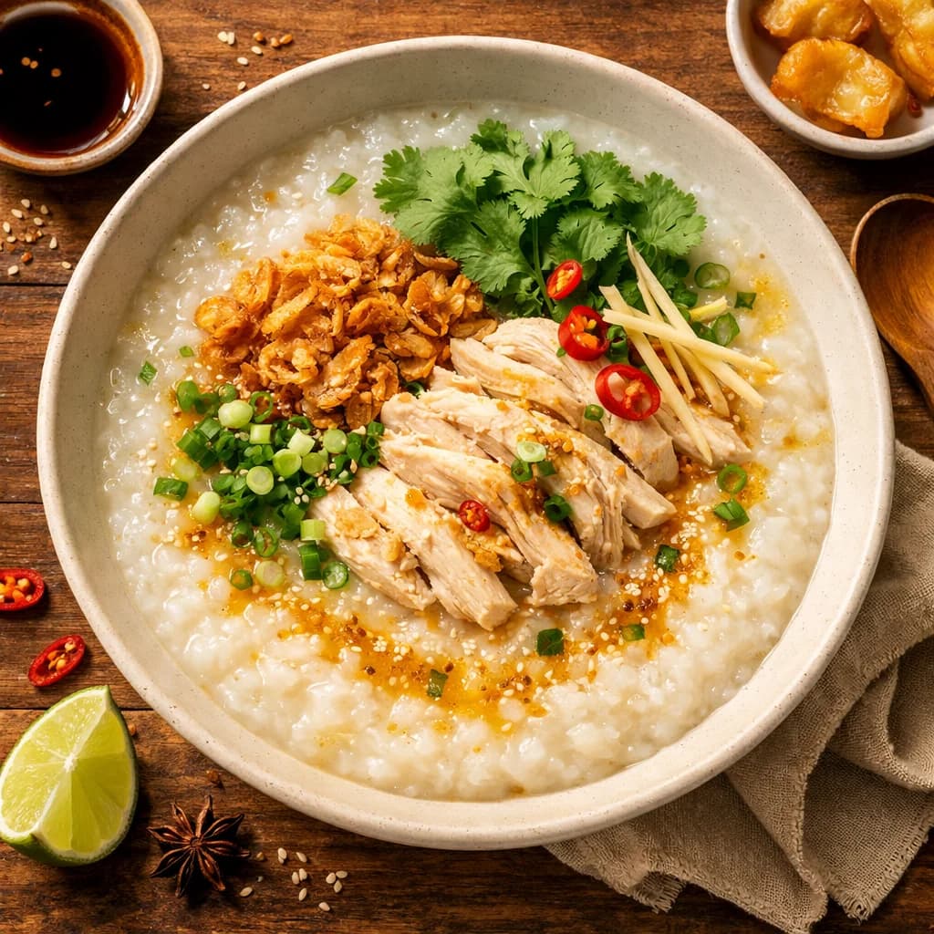 Fragrant Chicken Rice Congee recipe