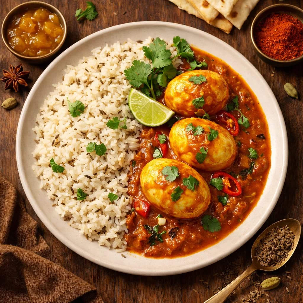 Fragrant Egg Curry with Jeera Rice recipe