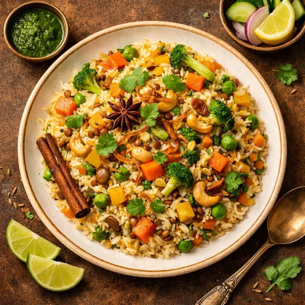 Fragrant Vegetable and Lentil Pulao recipe