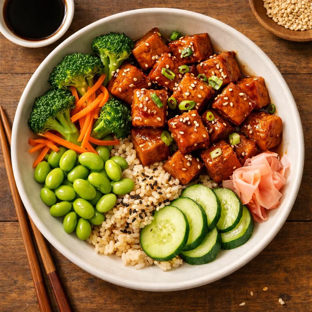 Glazed Teriyaki Tofu Bowl recipe