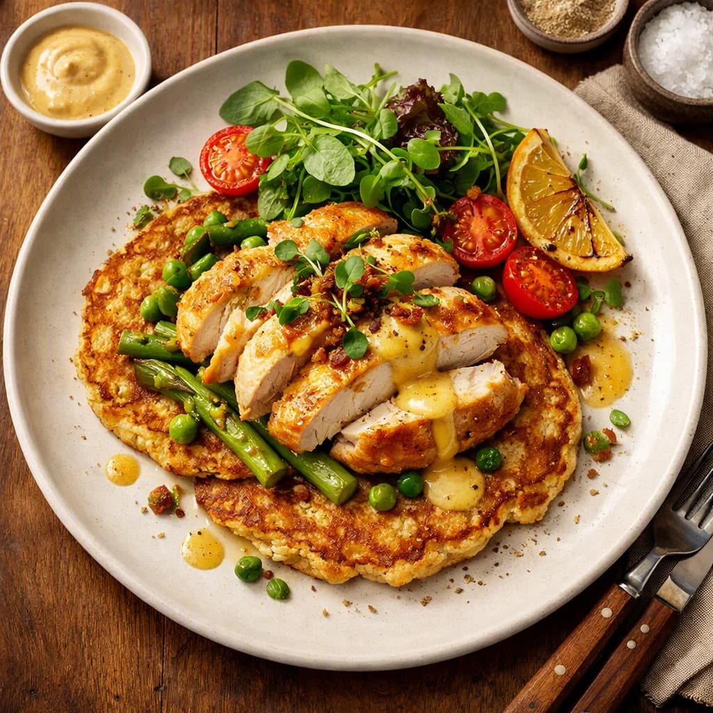 Golden Chicken and Oat Pancakes recipe