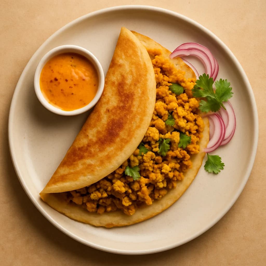 Golden Chicken Keema Dosa Wrap recipe