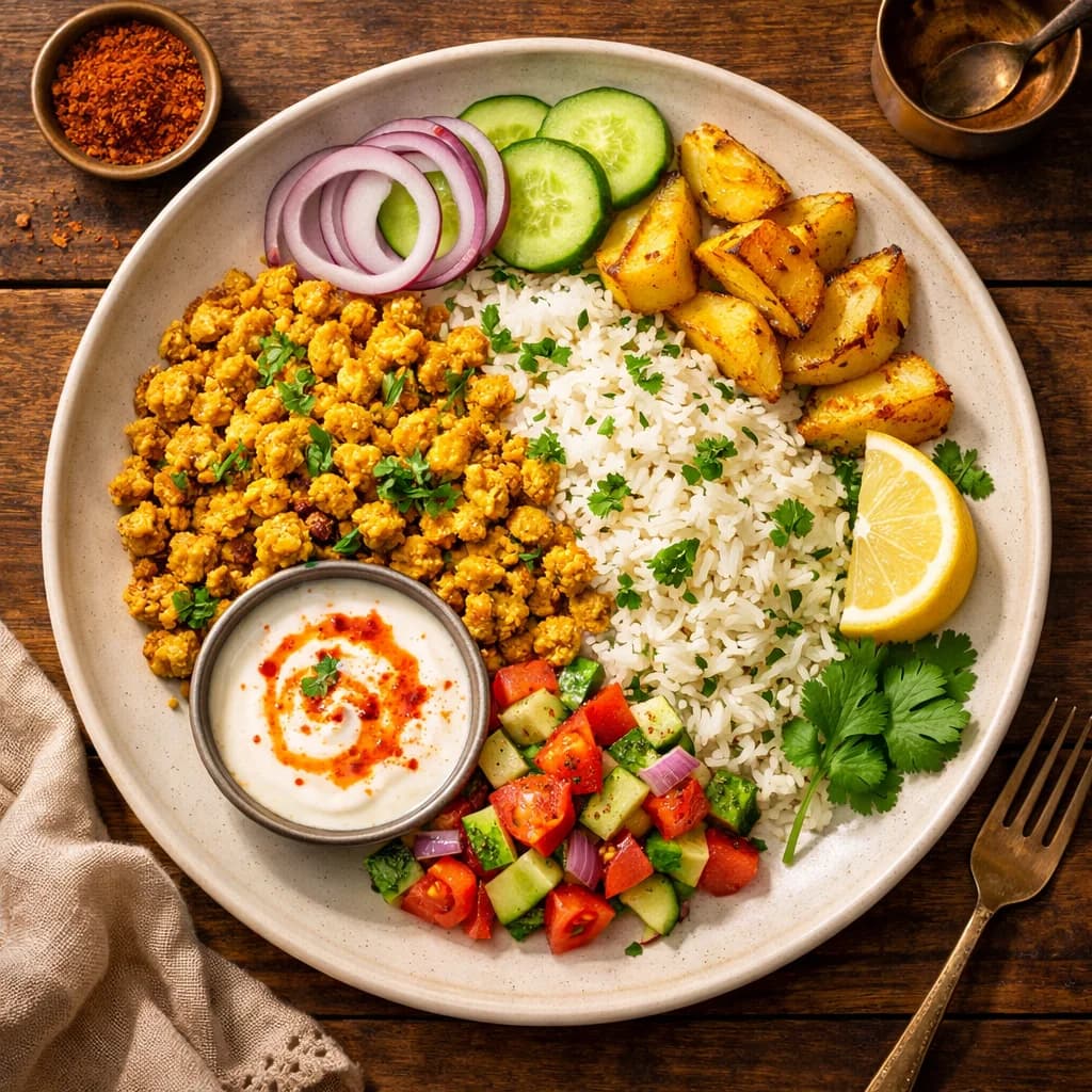 Golden Chicken Mince Rice Bowl recipe