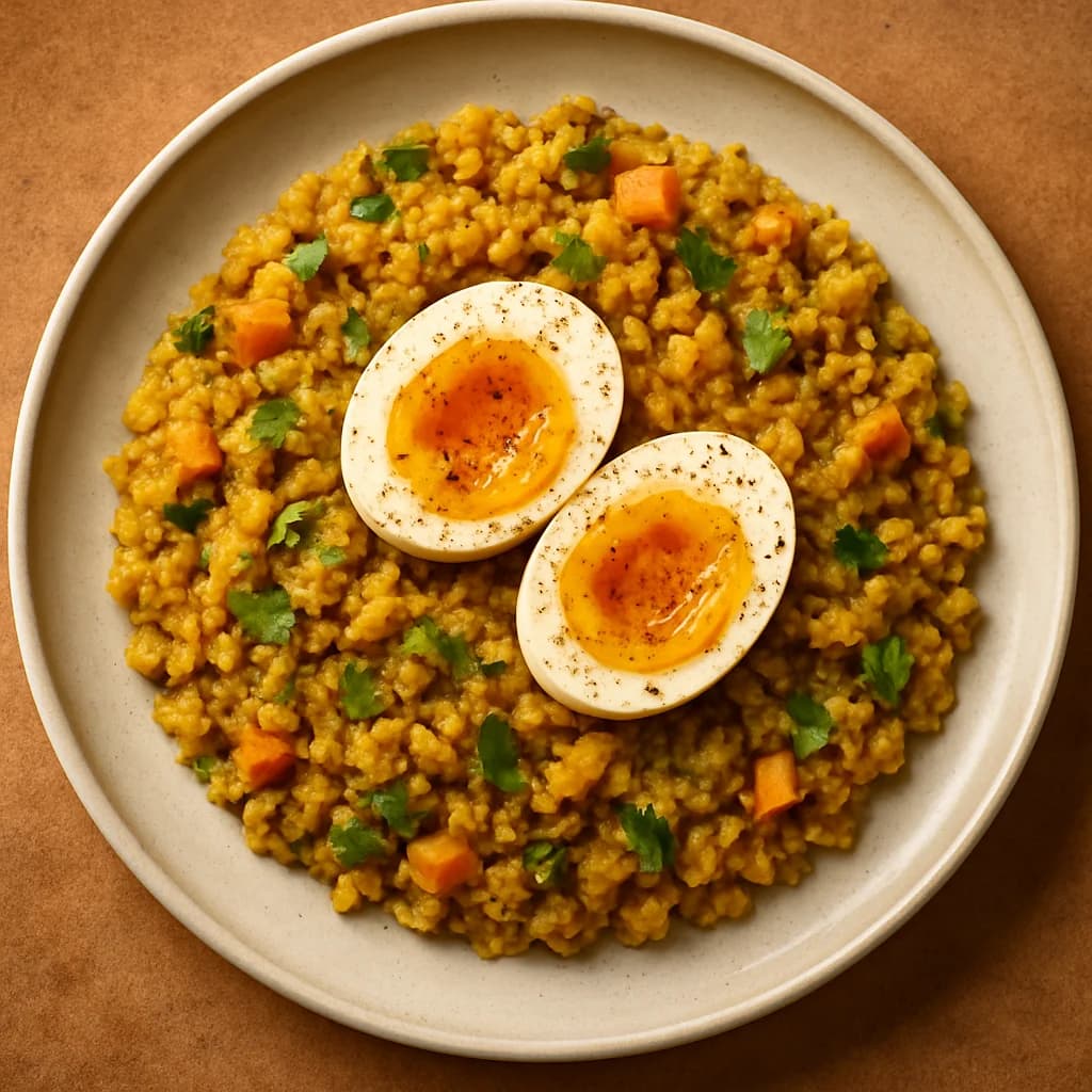 Golden Egg and Millet Khichdi recipe