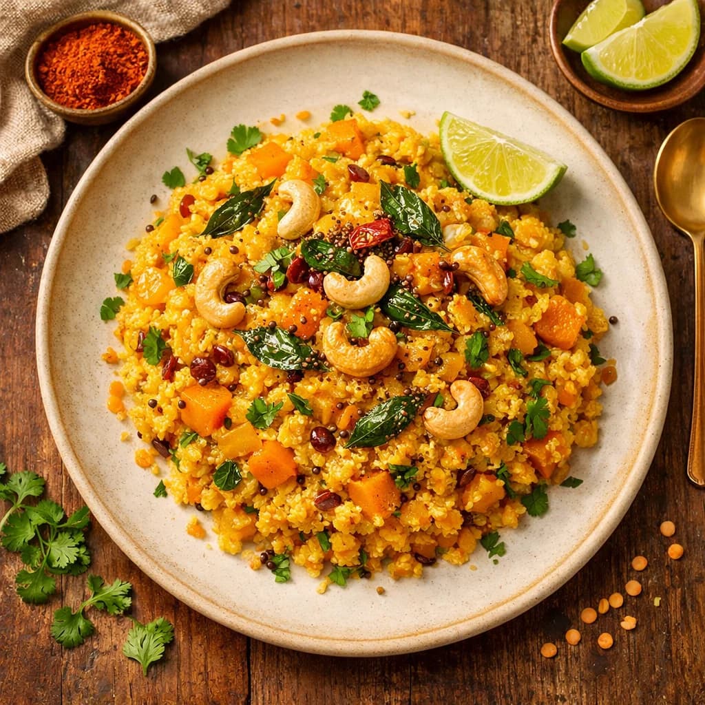 Golden Pumpkin and Lentil Upma recipe