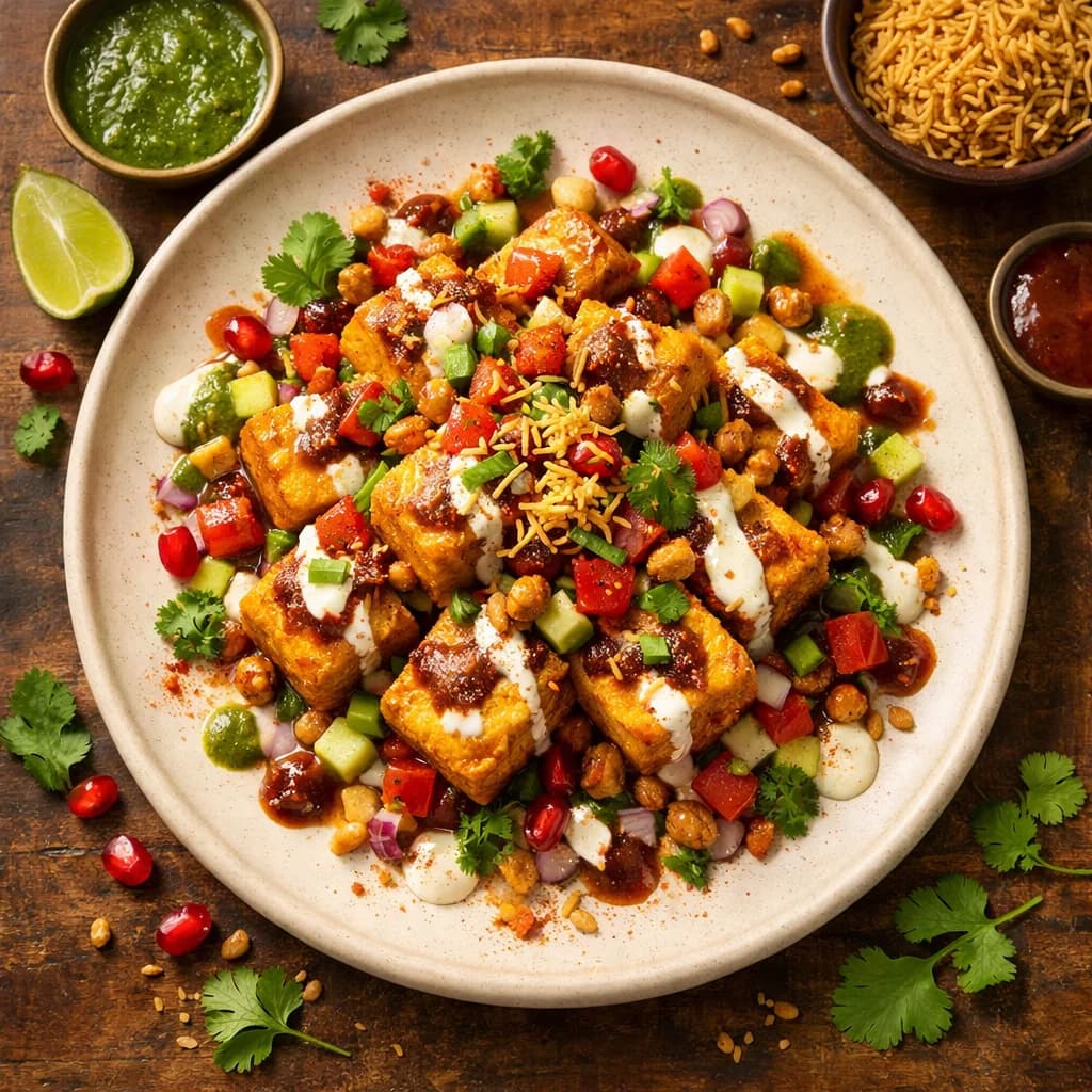 Golden Tofu Chaat Delight recipe