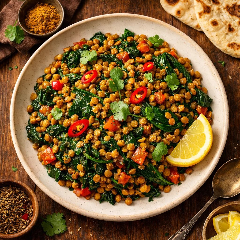 Hearty Lentil and Spinach Stir-Fry recipe