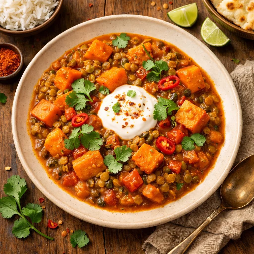 Hearty Lentil and Sweet Potato Stew recipe