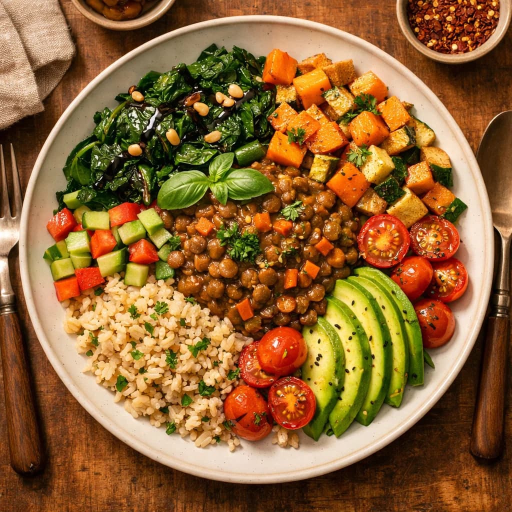 Hearty Lentil and Veggie Rice Bowl recipe
