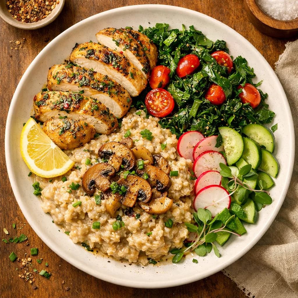 Herbed Chicken and Oat Bowl recipe