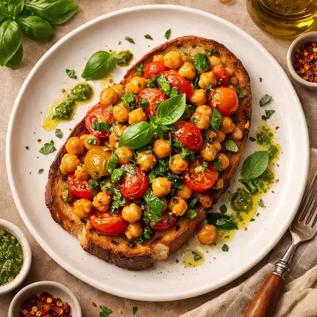Herby Tomato and Chickpea Toast recipe