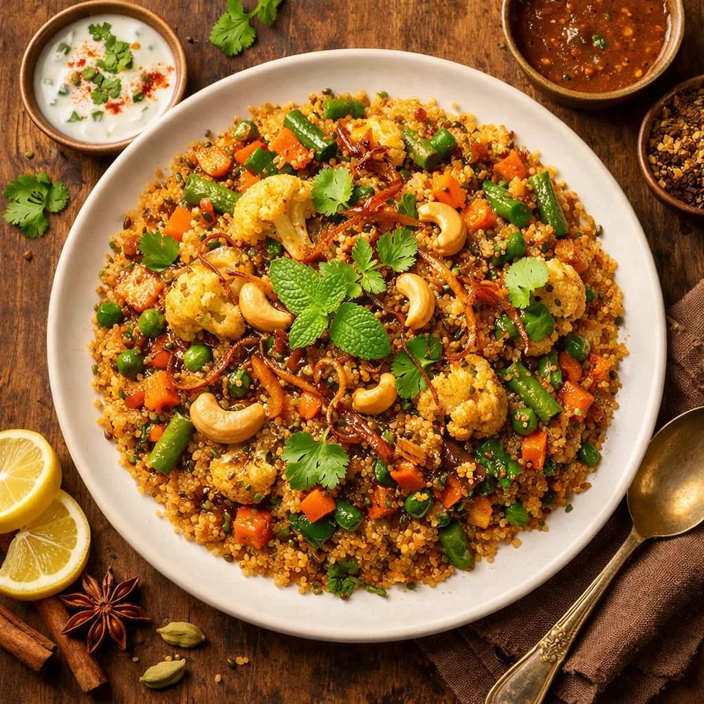 Hyderabadi Vegetable Quinoa Biryani recipe