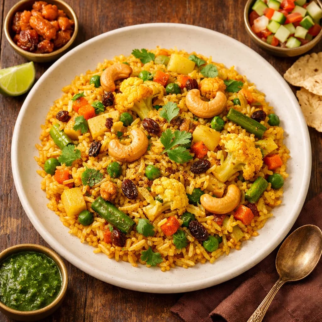 Jain-Style Vegetable Masala Bhaat recipe
