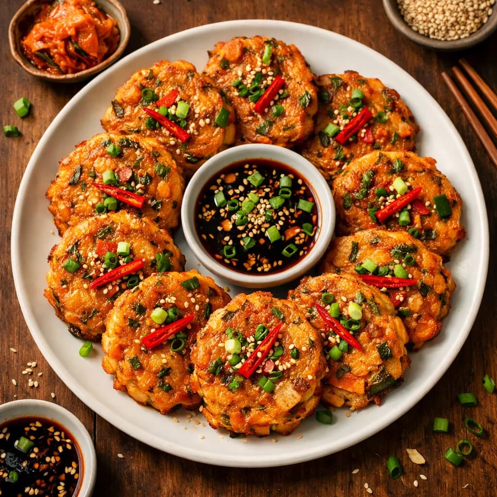 Kimchi Tofu Veggie Pancakes recipe