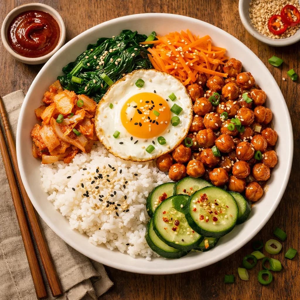 Korean Spicy Chickpea Rice Bowls recipe