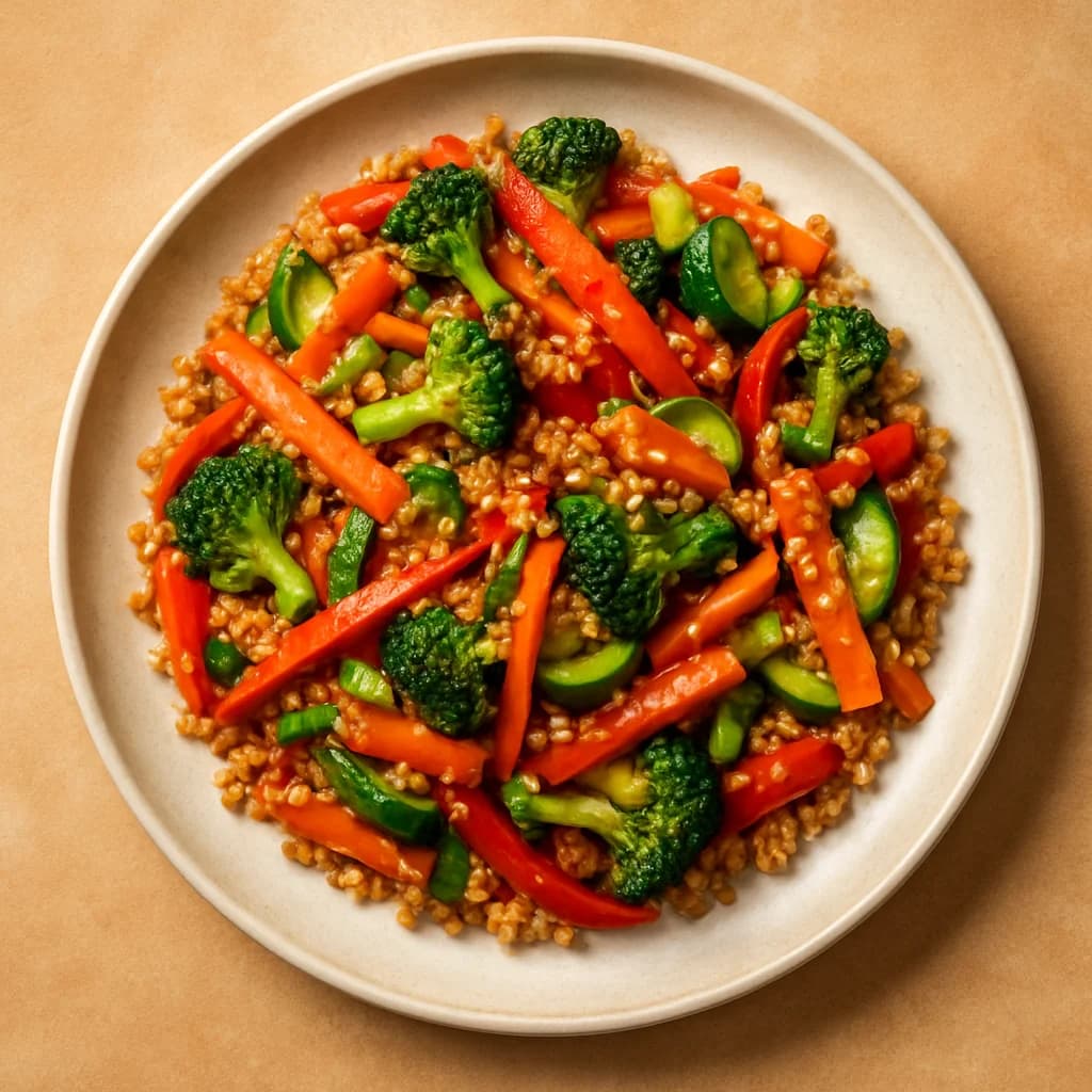 Korean Veggie and Quinoa Stir Fry recipe