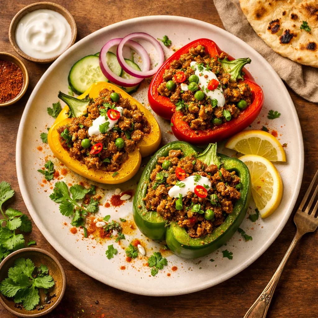 Lamb Keema Stuffed Bell Peppers recipe