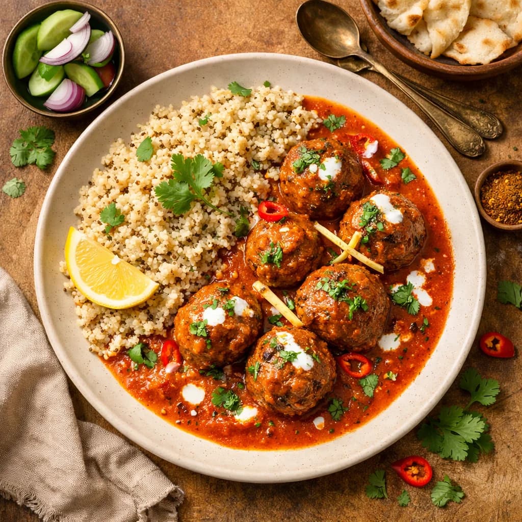 Lamb Kofta Curry with Jeera Quinoa recipe
