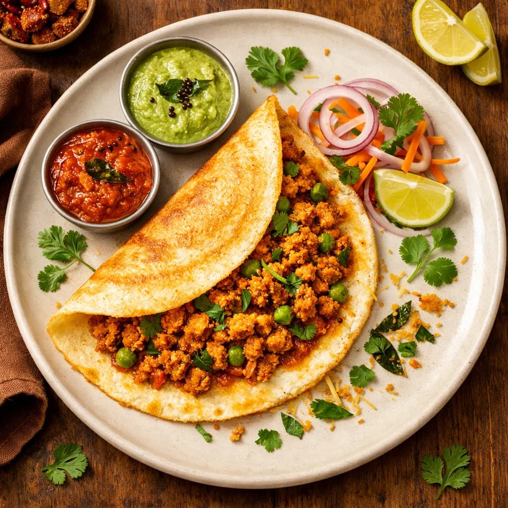 Luscious Chicken Keema Dosa recipe