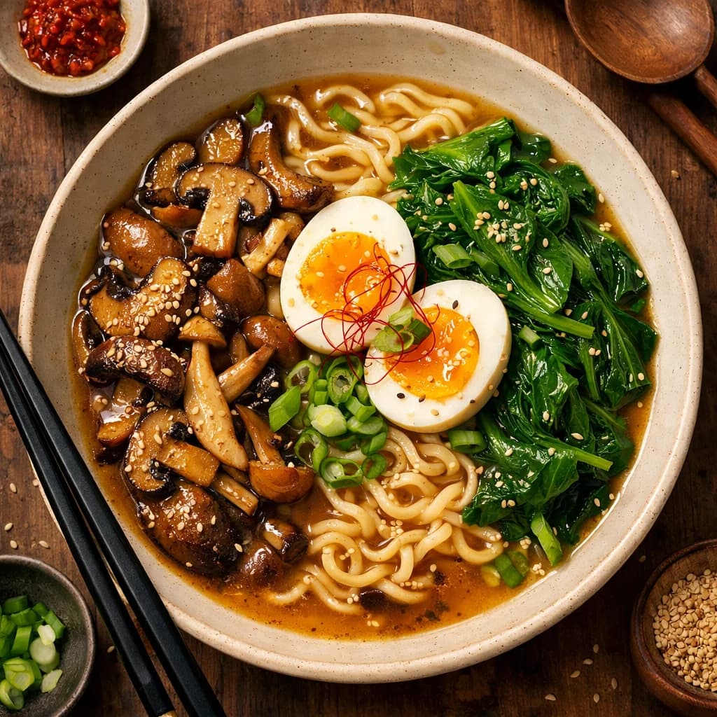 Miso Mushroom and Spinach Ramen recipe