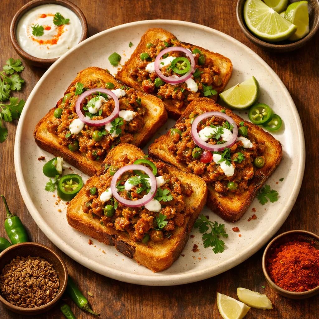 Mutton Keema Masala Toasties recipe