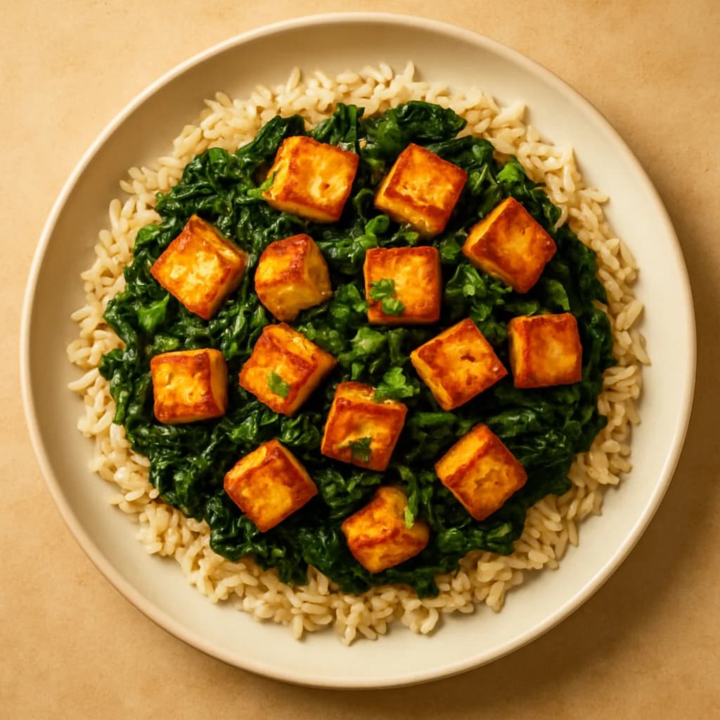 Paneer and Spinach Rice Bowl recipe