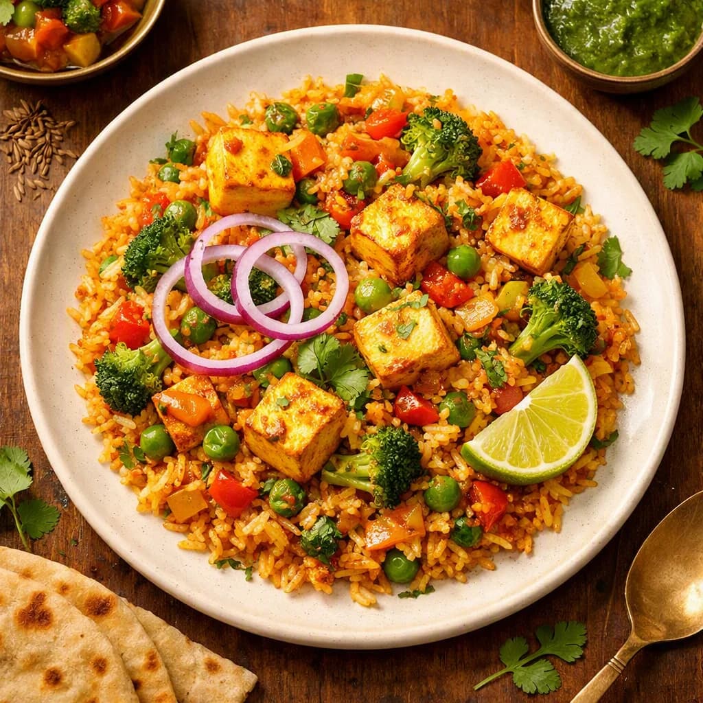 Paneer and Vegetable Masala Rice recipe