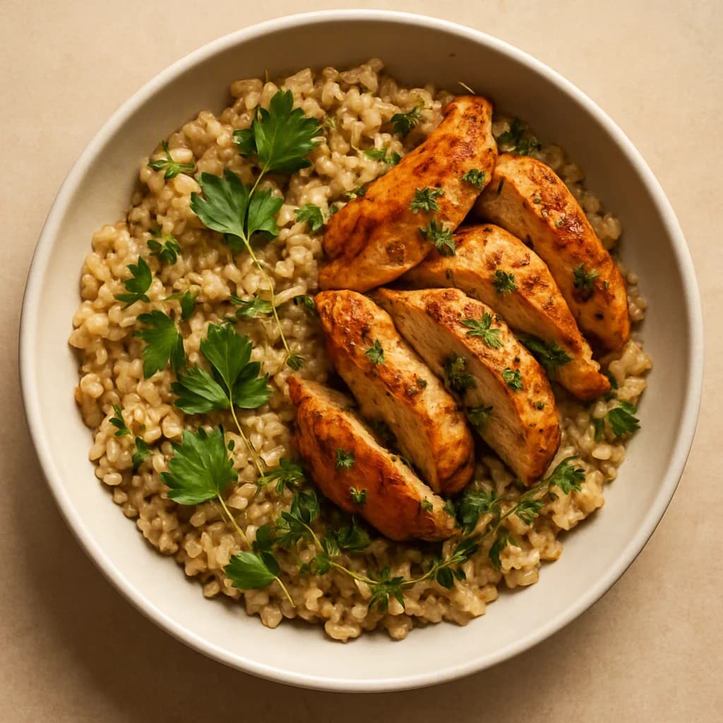 Savory Chicken and Herb Oat Bowl recipe
