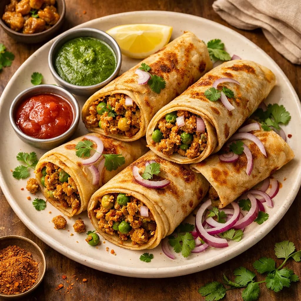 Savory Chicken Keema Paratha Wraps recipe