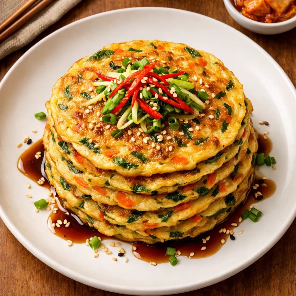 Savory Korean Egg Pancake Stack recipe