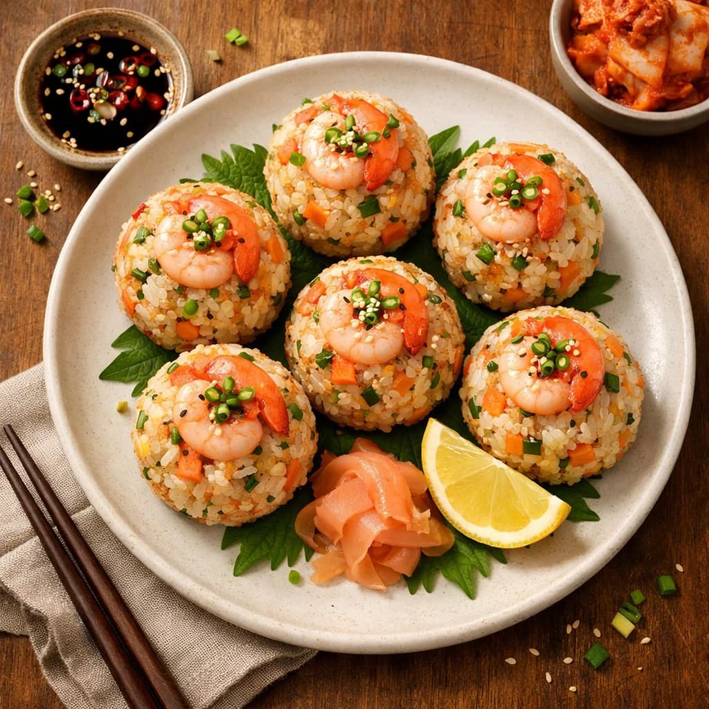 Savory Korean Prawn Rice Balls recipe