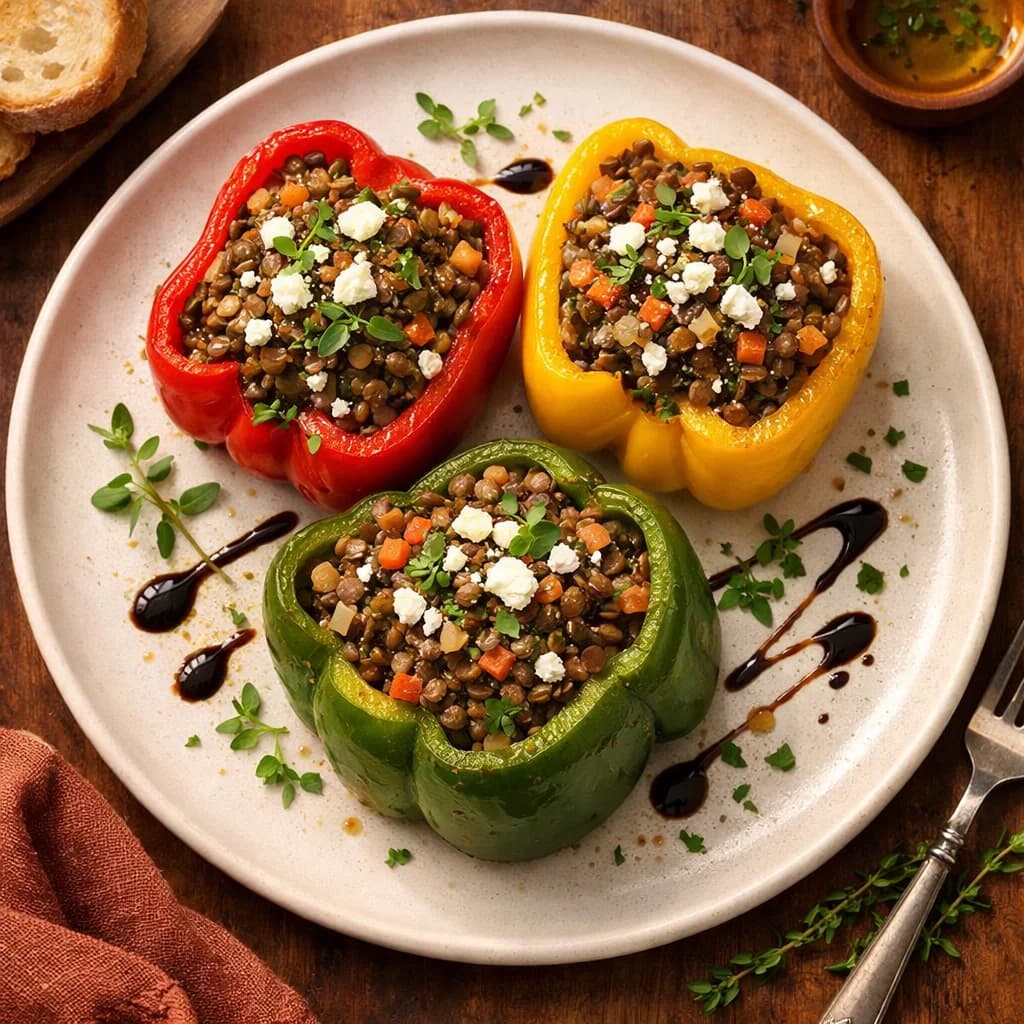 Savory Lentil-Stuffed Bell Peppers recipe