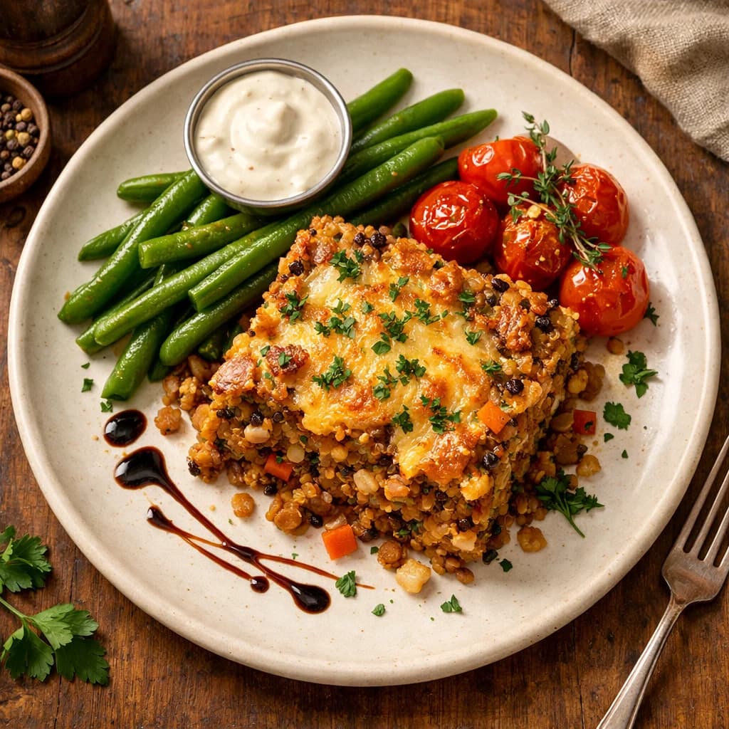 Savory Lentil and Quinoa Bake recipe