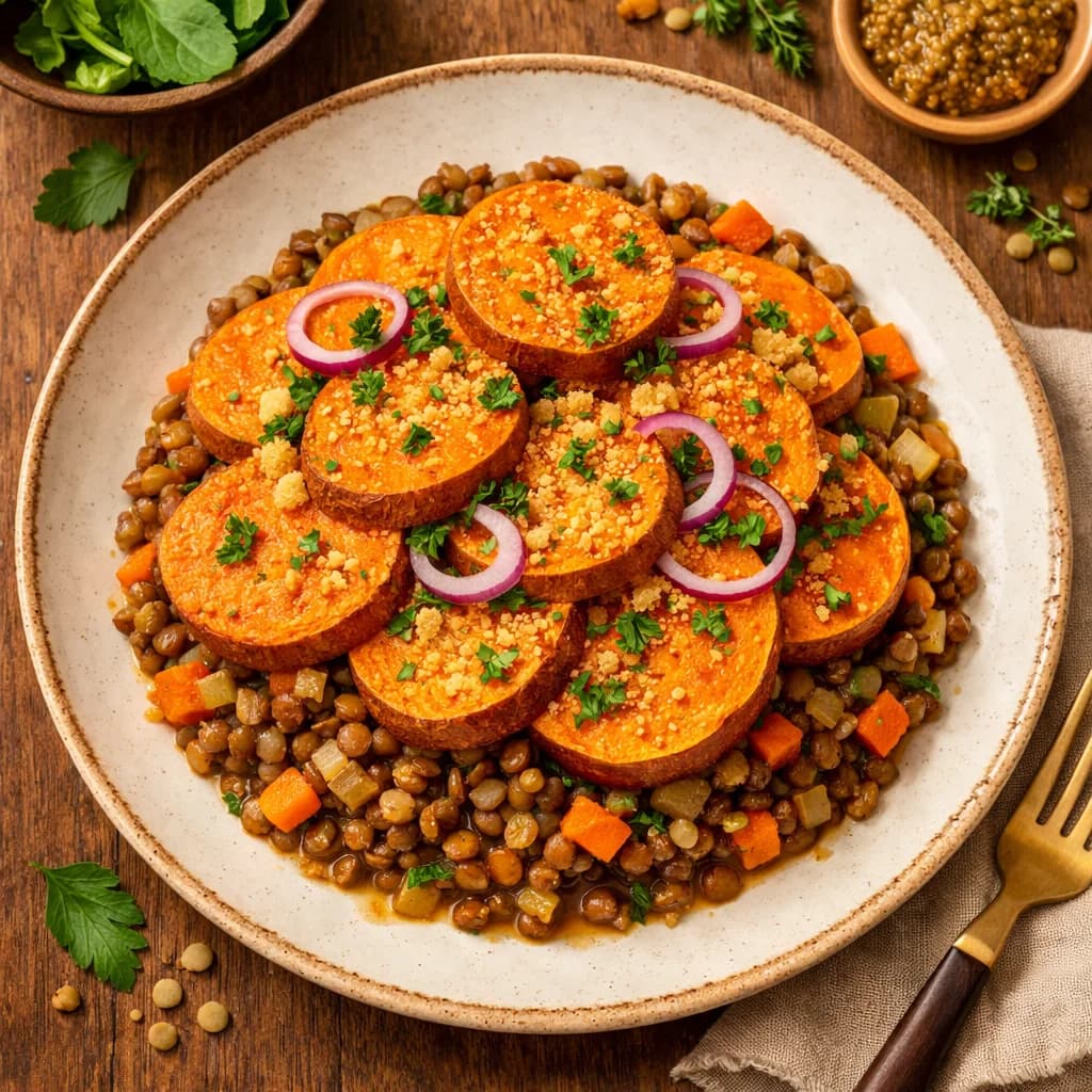 Savory Lentil and Sweet Potato Bake recipe