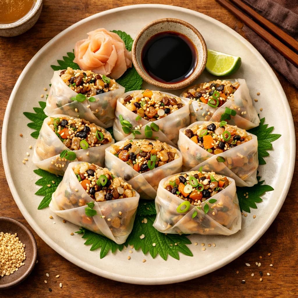 Savory Shiitake Mushroom Rice Wraps recipe