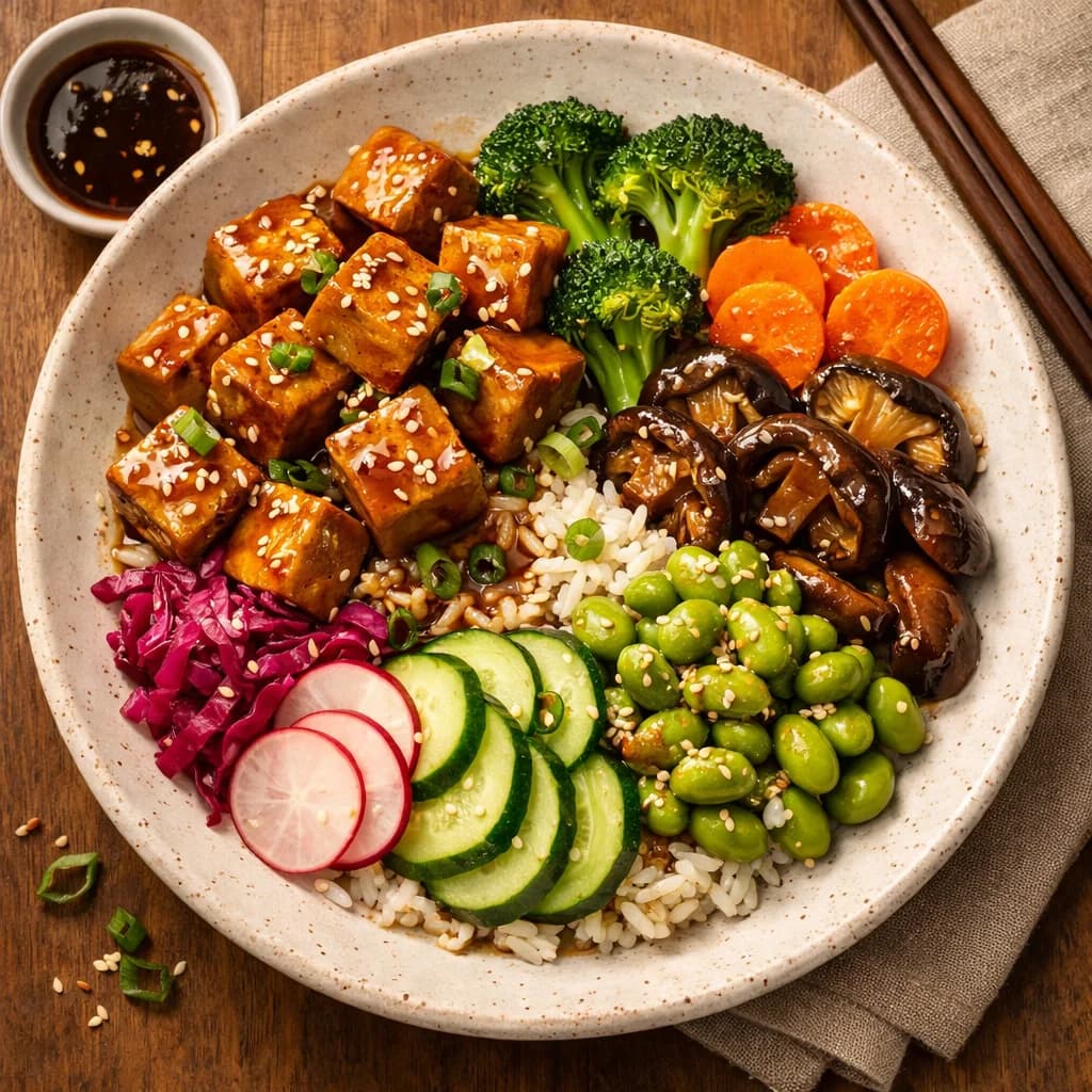 Savory Tofu Vegetable Teriyaki Bowl recipe